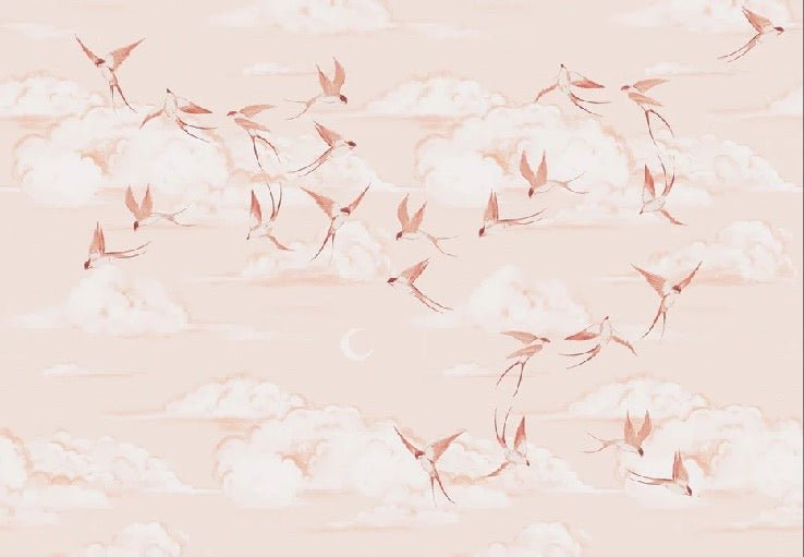 Terracotta poetic children's bedroom wallpaper