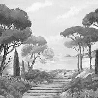 Papier peint balade dans les calanques noir et blanc, XXL, tendance