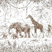 Monochrome children's jungle wallpaper