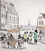 French wallpaper Paris café en terrasse