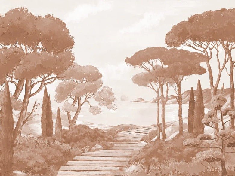 Papier peint balade dans les calanques terracotta, XXL, tendance