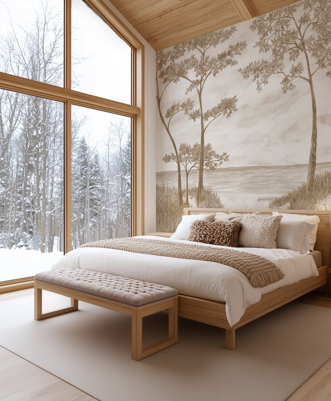 Maritime Pines and Dunes Wallpaper - Sepia