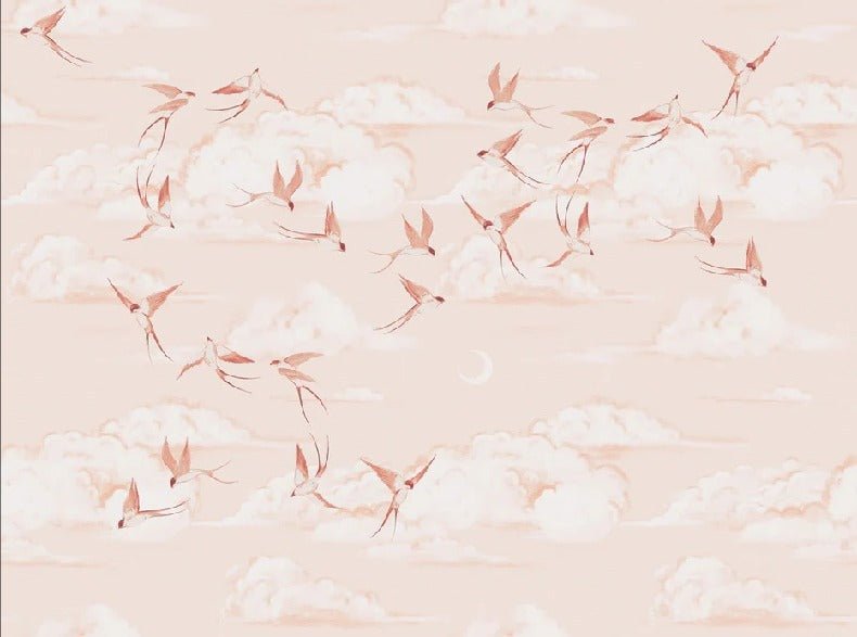 Terracotta poetic children's bedroom wallpaper