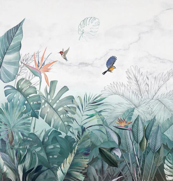 Blue marble jungle wallpaper