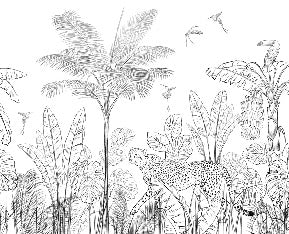 Black and white leopard jungle wallpaper