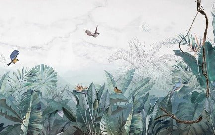 Blue marble jungle wallpaper