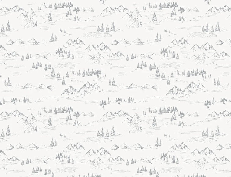Mountain and fir tree illustration wallpaper