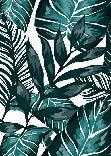 Non-woven toilet wallpaper Leaf color Peacock Blue