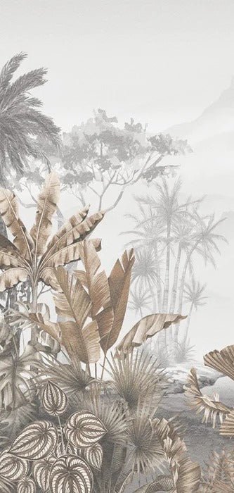 Tropical sepia toilet wallpaper