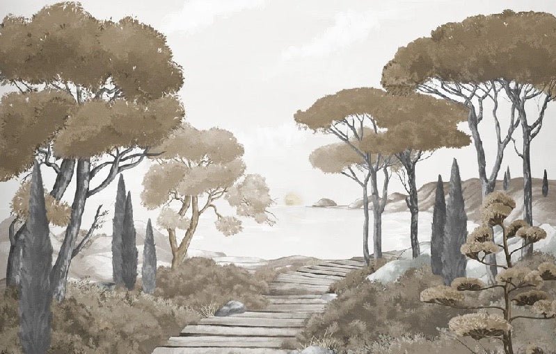 Papier peint balade dans les calanques brun, XXL, tendance