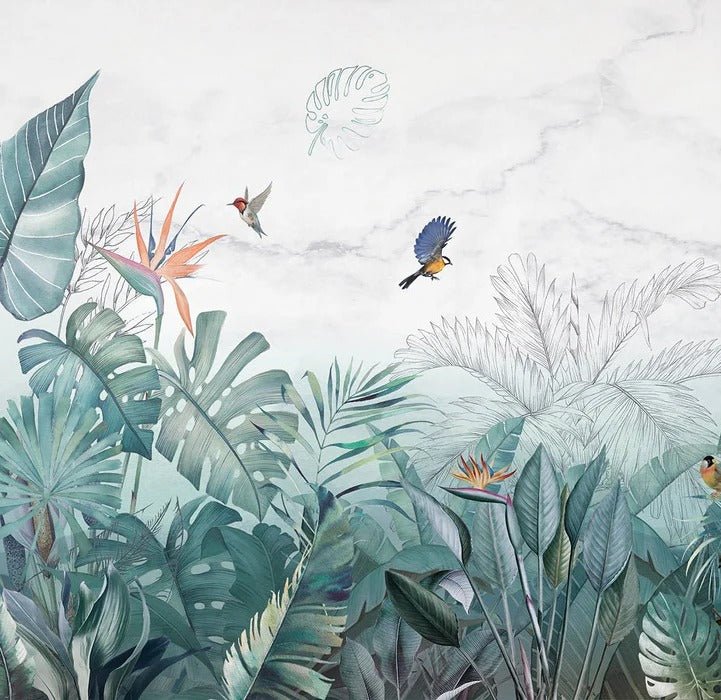 Blue marble jungle wallpaper