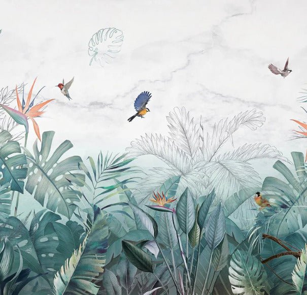 Blue marble jungle wallpaper