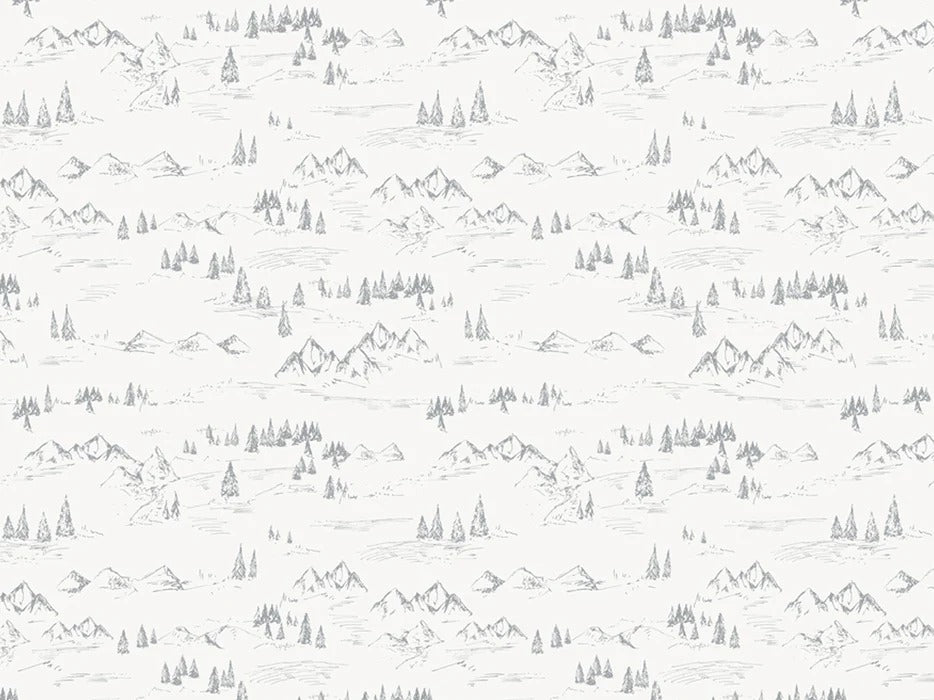 Mountain and fir tree illustration wallpaper