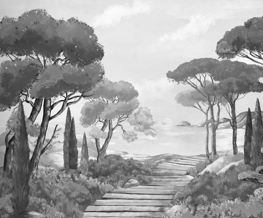 Wallpaper stroll in the calanques black and white