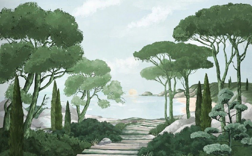 Stroll in the calanques wallpaper green