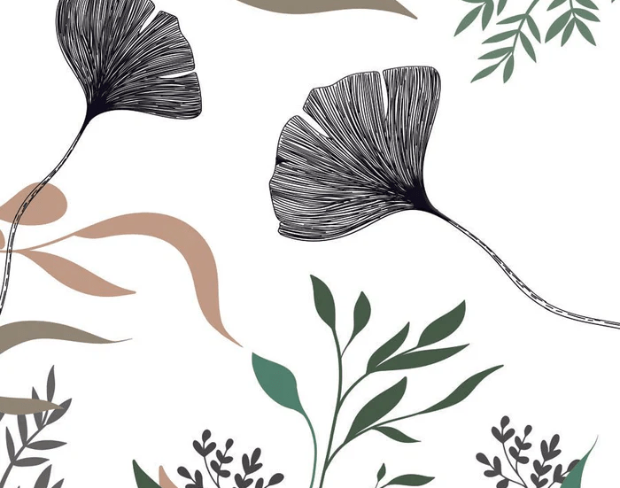Papier peint ginkgo artiste floral - Muralconcept