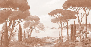 Terracotta coastal wallpaper