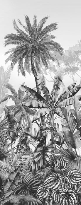 Black and white tropical-style toilet wallpaper