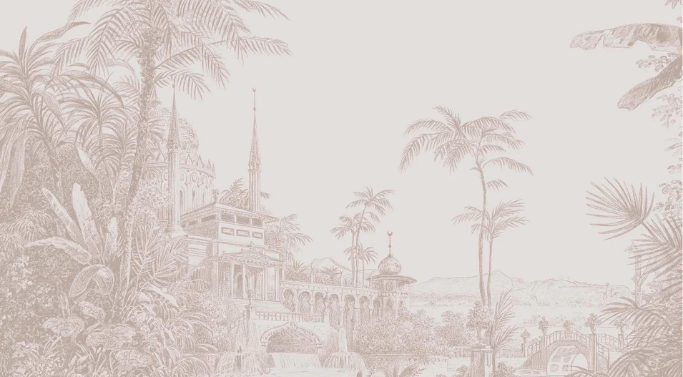 Papier peint jungle temple monochrome, XXL, tendance