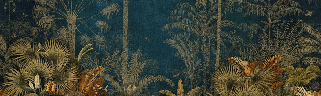 Blue jungle engraving wallpaper