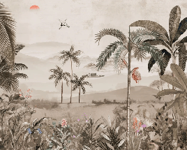 Jungle art painted wallpaper