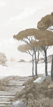 Papier peint balade dans les calanques brun