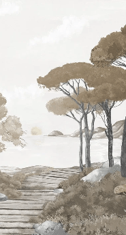 Papier peint balade dans les calanques brun