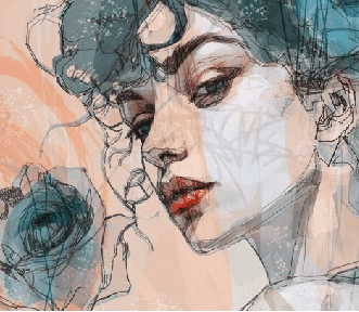 Blue rose female face wallpaper