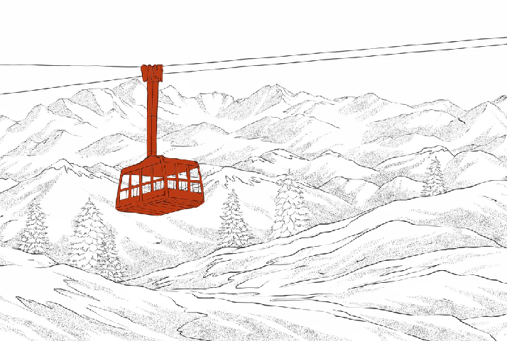 La Plagne red gondola lift wallpaper