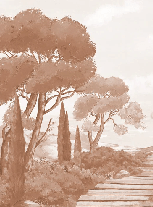 Terracotta coastal wallpaper