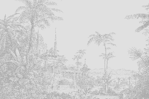 Monochrome jungle temple wallpaper