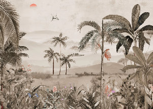 Jungle art painted wallpaper