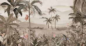 Jungle art painted wallpaper