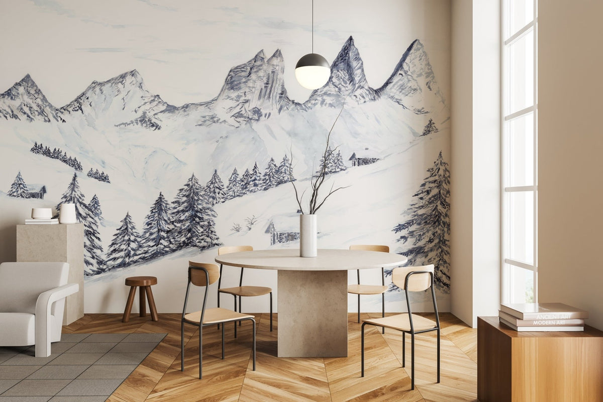 Watercolor wallpaper of an Alpine dream