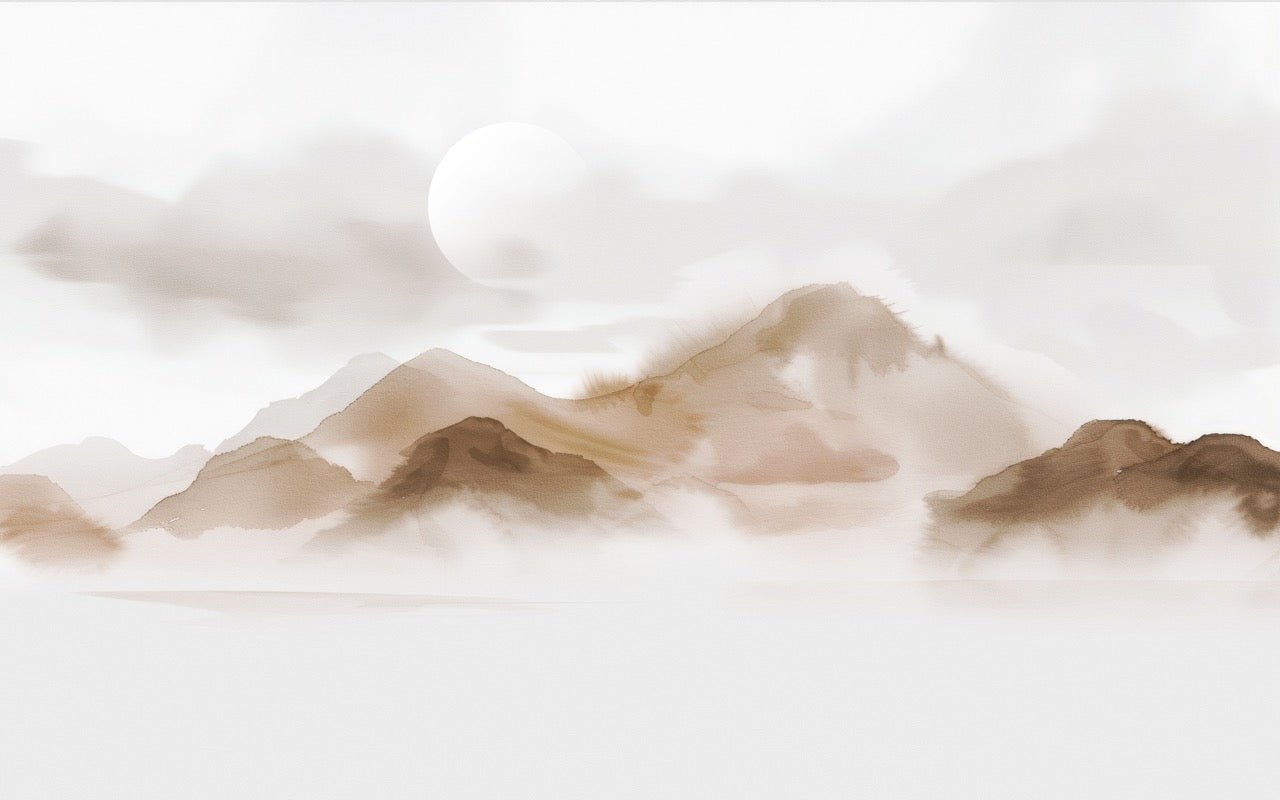 Papier peint montagnes voilées – Lueur sépia, XXL, tendance