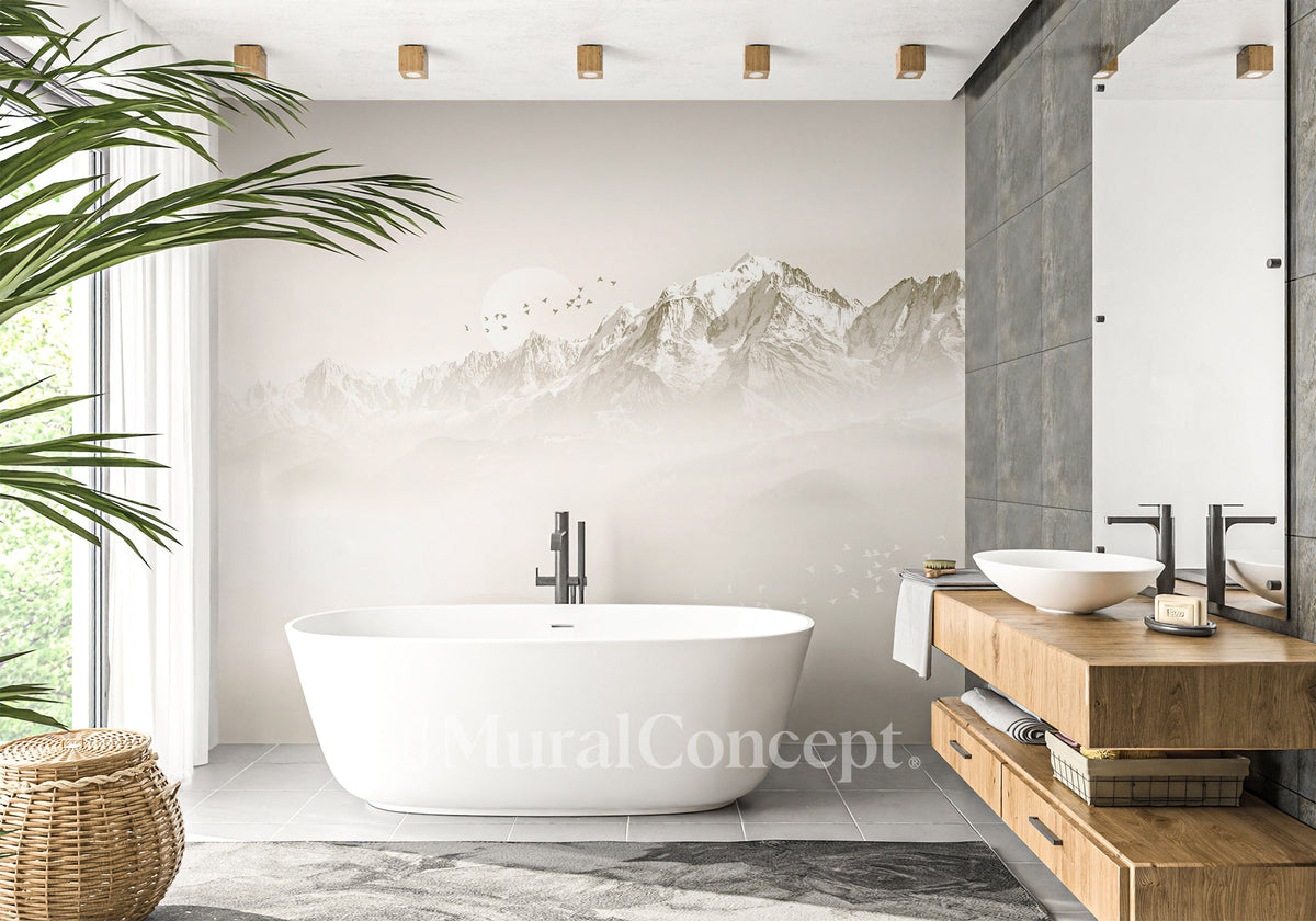 Mont blanc moon and bird wallpaper