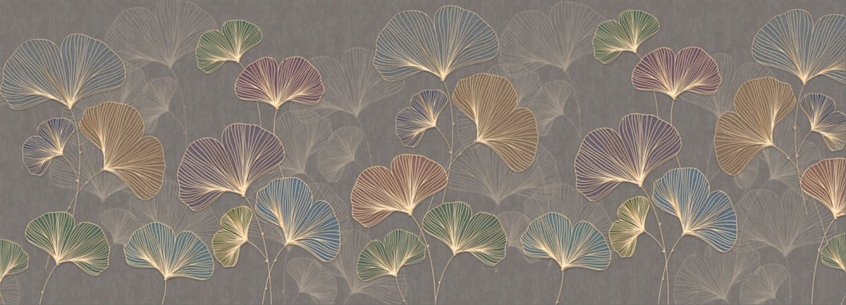 Trendy ginkgo asia panoramic wallpaper L707cm x H255cm