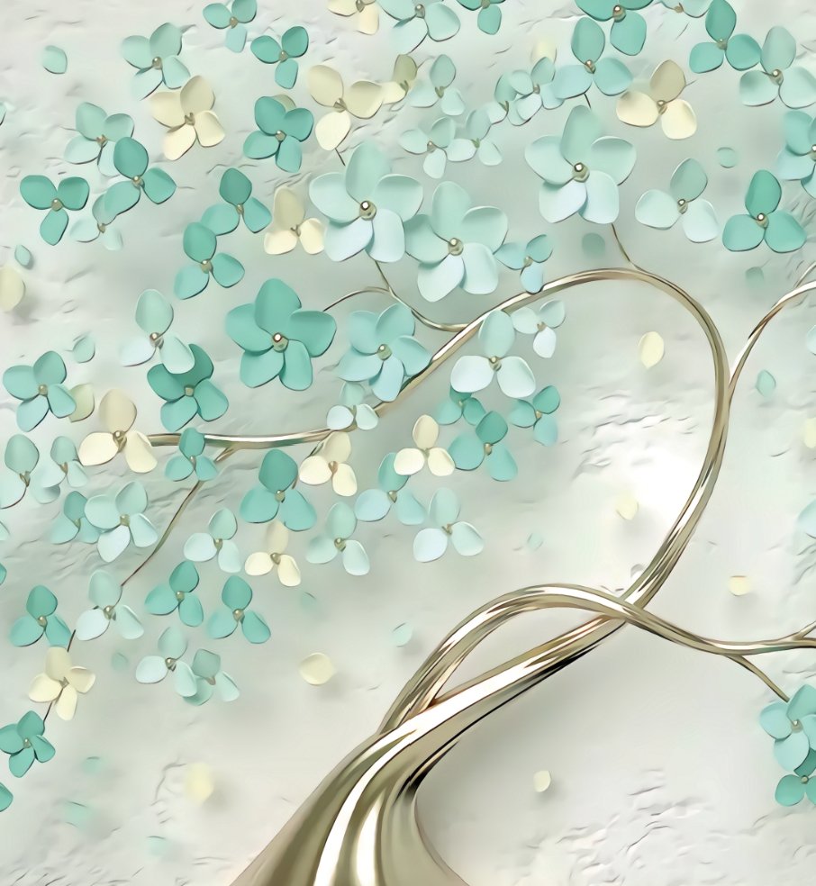 Tree 3D Vert Gold wallpaper L230cm x H250cm