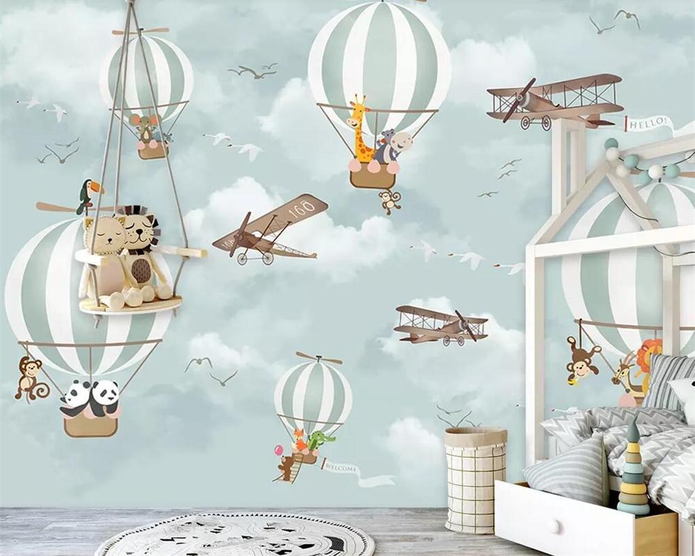 Papier peint les animaux en Montgolfière - papier peint sur mesure francais - muralconcept