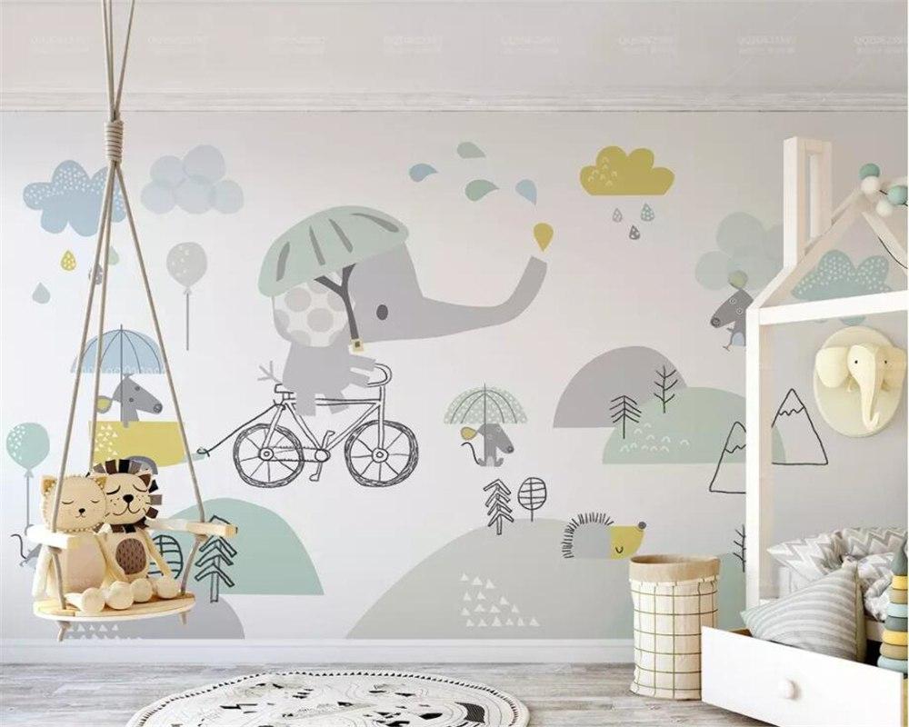 Papier peint  Bébé Eléphant à vélo - papier peint sur mesure francais - muralconcept