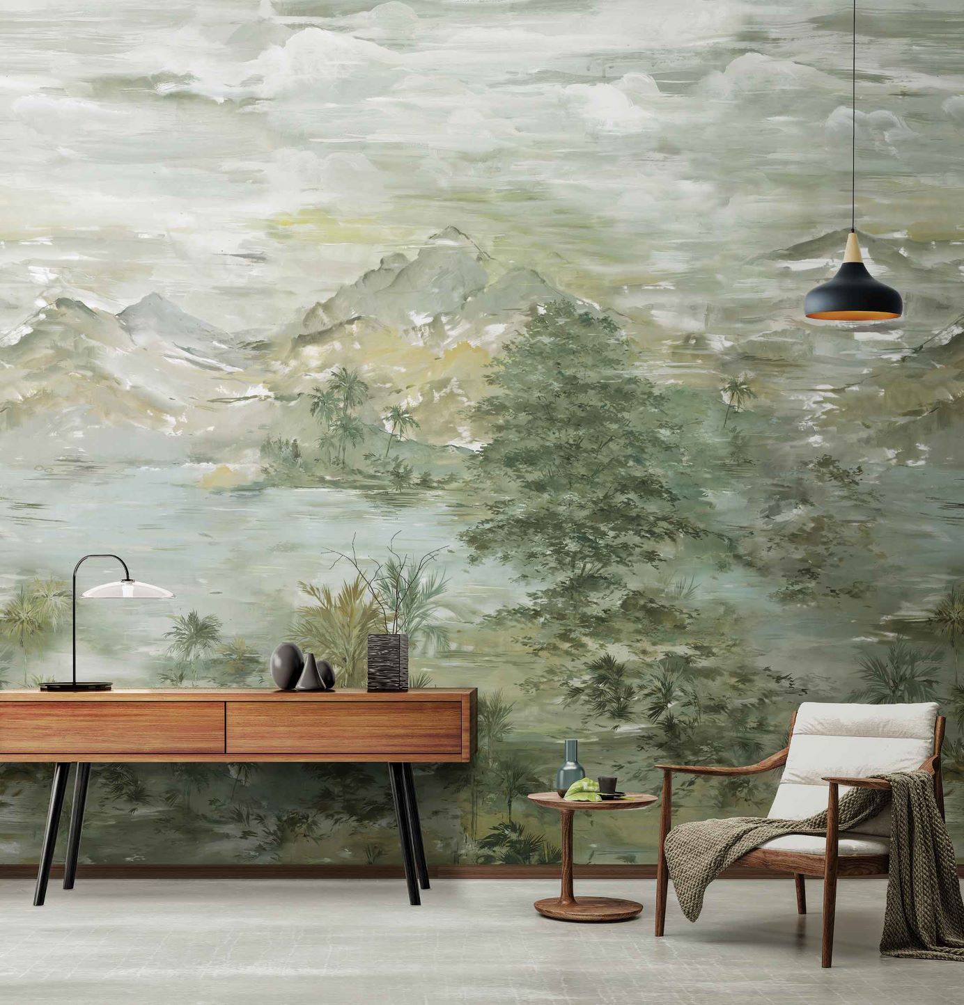 Papier peint paysage tendance peinture - papier peint sur mesure francais - muralconcept