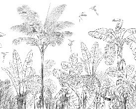 Black and white leopard jungle wallpaper
