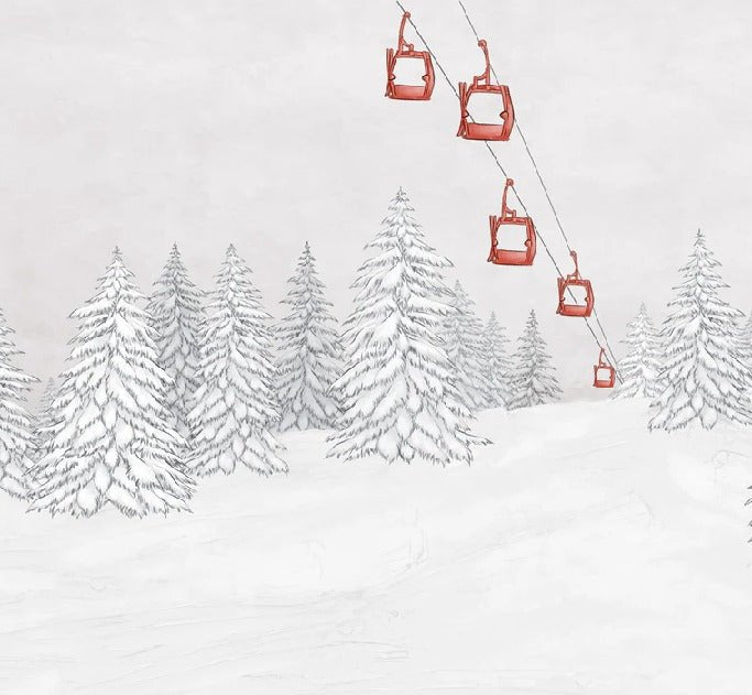 Carta da parati rossa per gondola di montagna