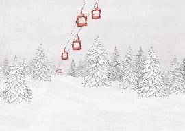 Papier peint montagne télécabine rouge, XXL, tendance