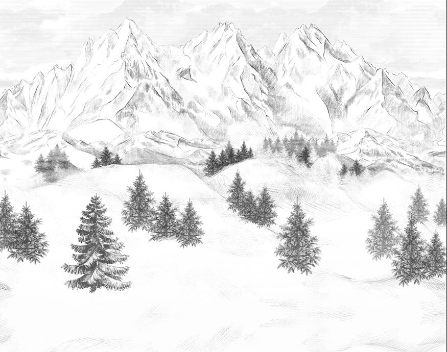 Papier peint montagne sommets de Chamonix, XXL, tendance