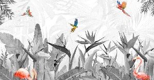 Tapete schwarz und weiß Paradiesvogel
