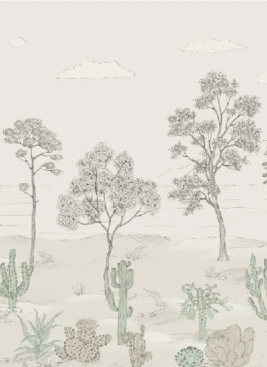 Papier peint oasis cactus tropical vert, XXL, tendance