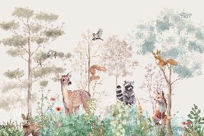 Children's bedroom wallpaper magic nature beige