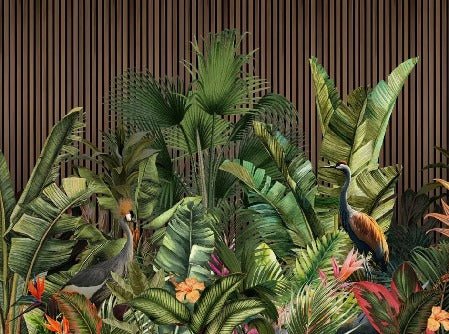 Papier peint panoramique tasseau végétal, XXL, tendance