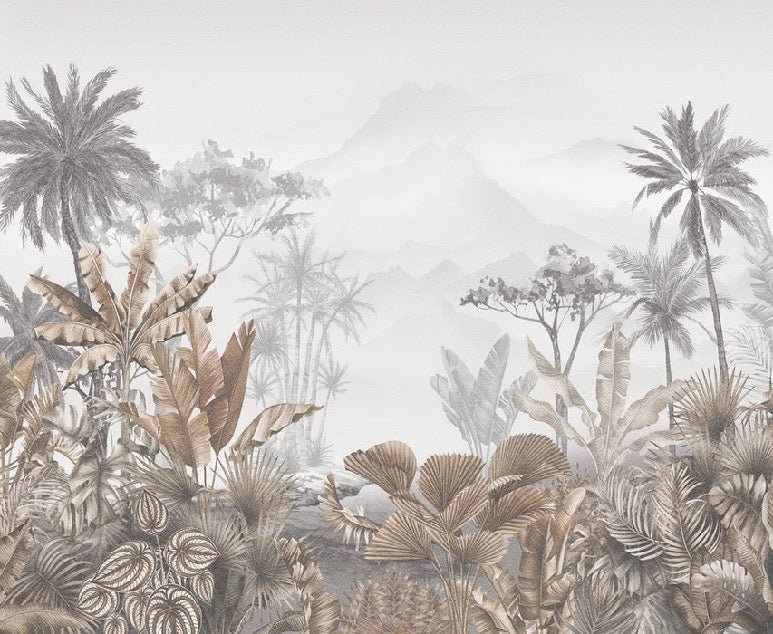 Papier peint restaurant tendance tropical sépia, XXL, tendance